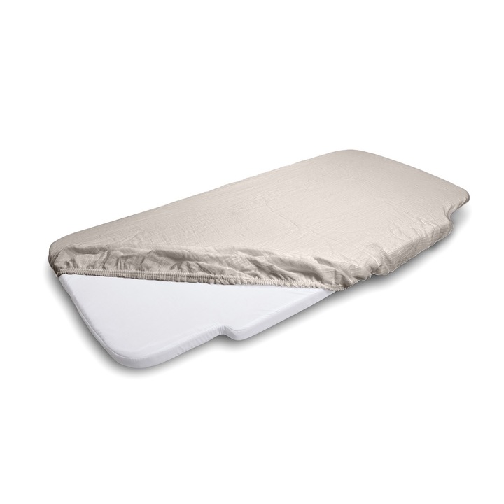 Cearceaf cu elastic pentru patut, BabyMatex, bumbac, crem, 58x110cm