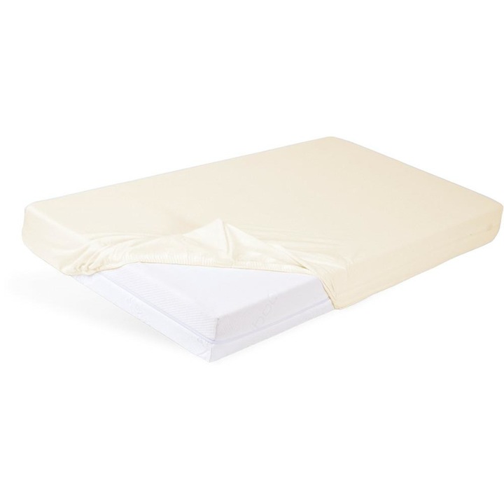 Cearceaf cu elastic pentru patut, BabyMatex, bumbac, crem, 70x140 cm