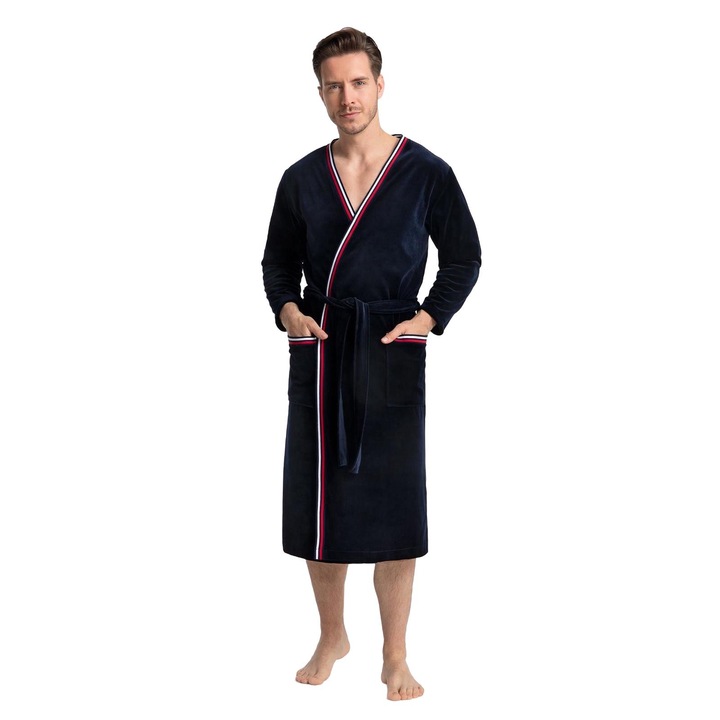 Halat de baie, Luna, bumbac, bleumarin, XXL