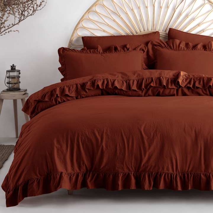 Limasso ágyneműgarnitúra, 3 részes, 100% pamut, bordó, 160x200cm, 70x80cm