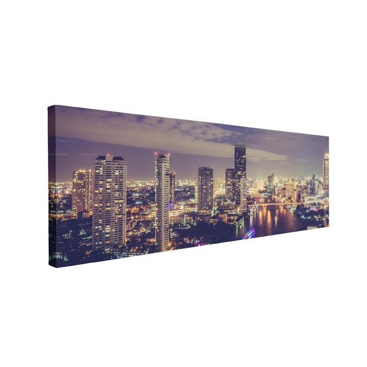 Tablou canvas Intelli®, Decoratiuni moderne pentru Living, Dormitor, City View, P1519, 50x150 cm