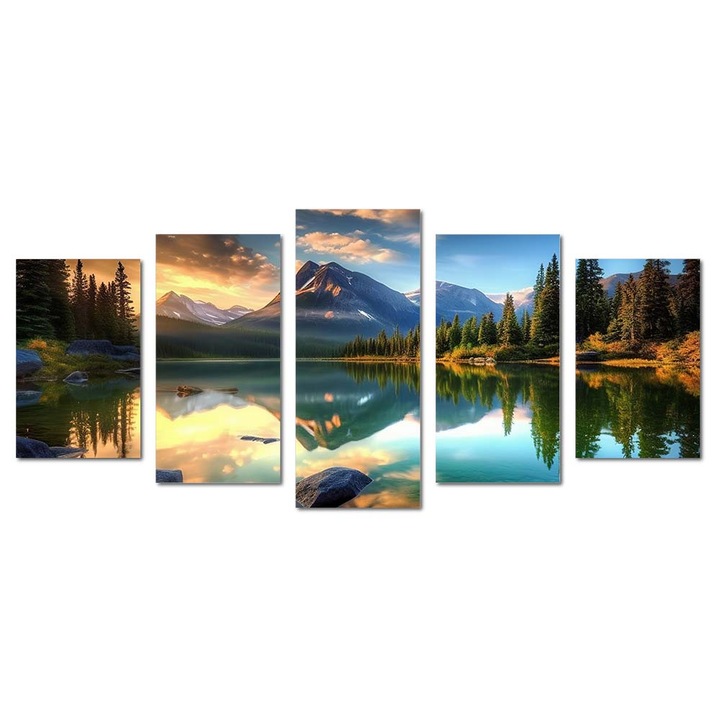 Tablou canvas Intelli®, Decoratiuni moderne pentru Living, Dormitor, Crystal Lake, M1343, 100x220 cm