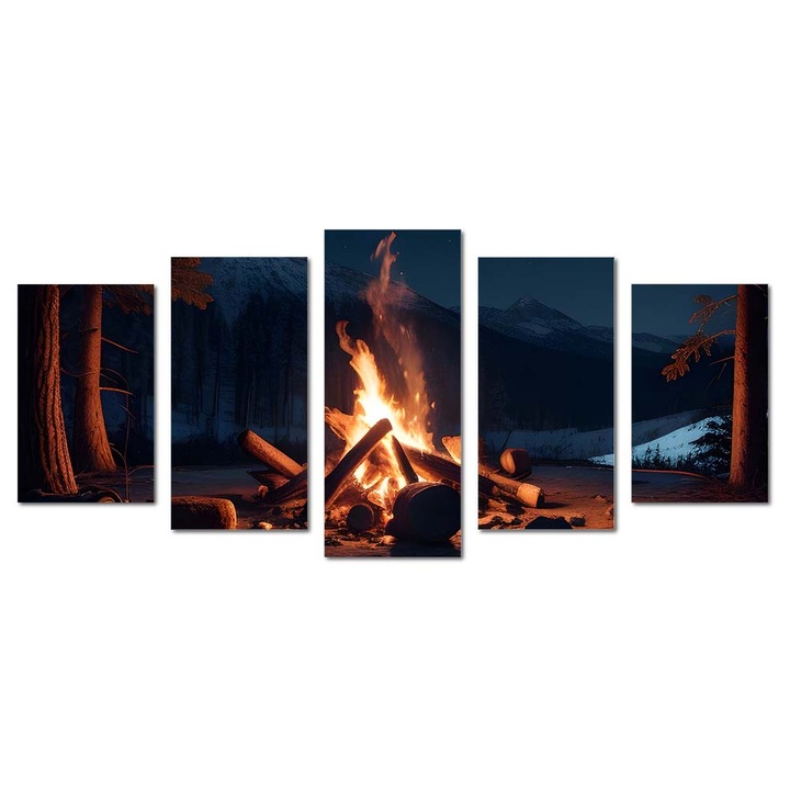 Канава картина Intelli®, Модерни декорации за всекидневна, спалня, Camp Fire, M1319, 45x110 см