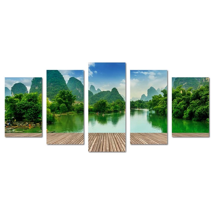 Tablou canvas Intelli®, Decoratiuni moderne pentru Living, Dormitor, Lake, M1357, 100x220 cm