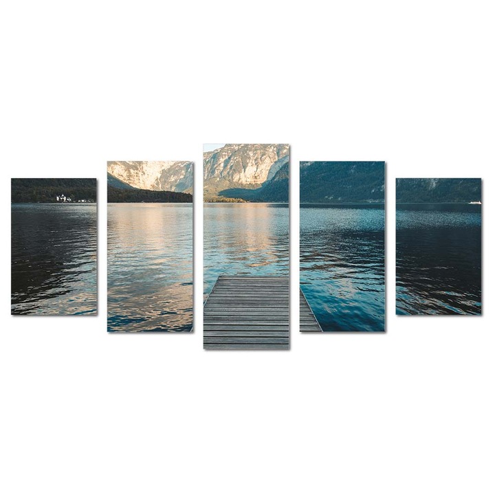 Tablou canvas Intelli®, Decoratiuni moderne pentru Living, Dormitor, Mountain Lakes, M1451, 45x110 cm