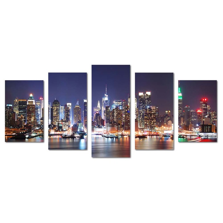 Tablou canvas Intelli®, Decoratiuni moderne pentru Living, Dormitor, City View, M1524, 120x275 cm