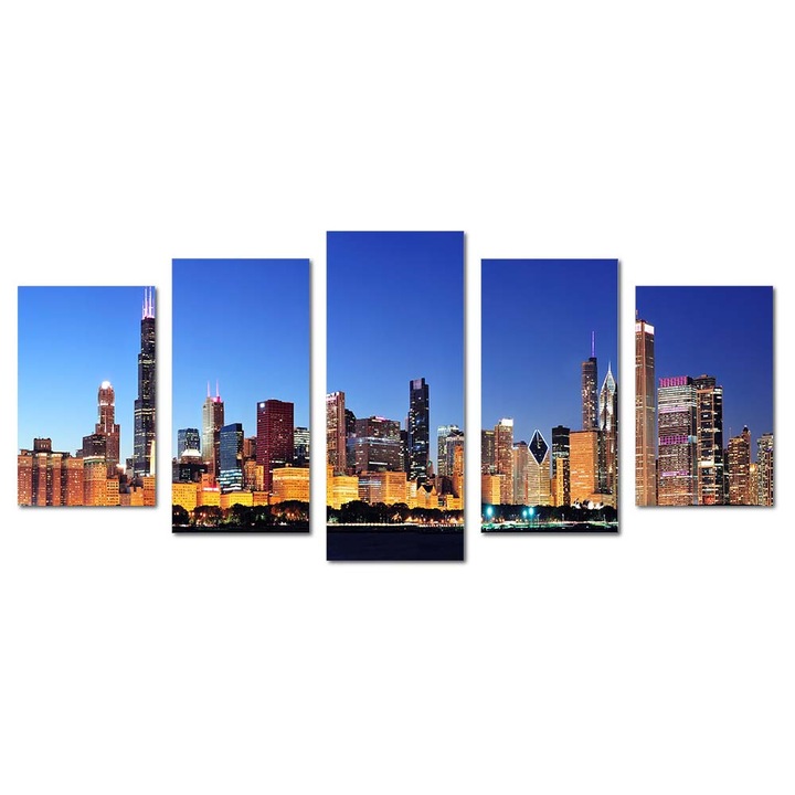 Tablou canvas Intelli®, Decoratiuni moderne pentru Living, Dormitor, City View, M1520, 70x165 cm