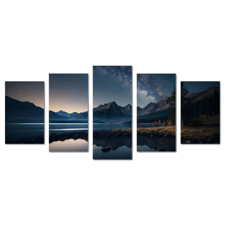 Tablou canvas Intelli®, Decoratiuni moderne pentru Living, Dormitor, Mountain Lakes, M1448, 100x220 cm