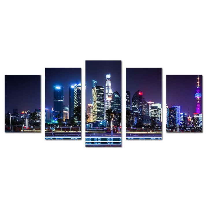 Tablou canvas Intelli®, Decoratiuni moderne pentru Living, Dormitor, City View, M1539, 120x275 cm