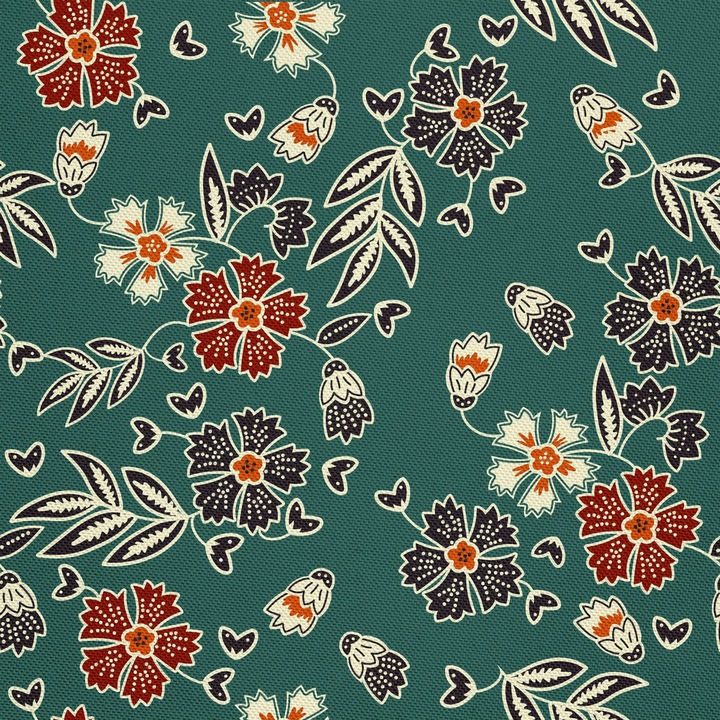 Textil anyag, Virágos batikmintás, Poliészter 100%, 210g/pm, Méret: 100cm x 155cm, DX571