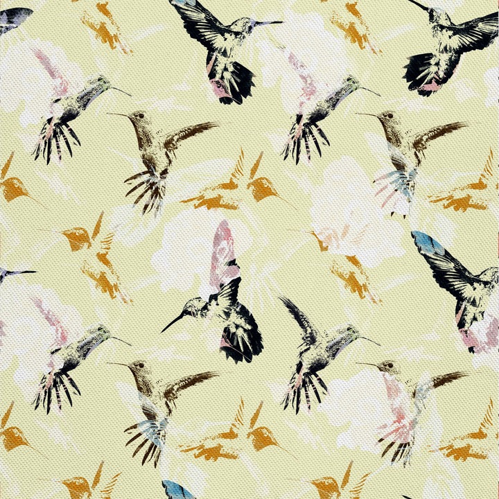 Textil anyag, Akvarell kolibri, Poliészter 100%, 210g/pm, Méret: 100cm x 155cm, DX583