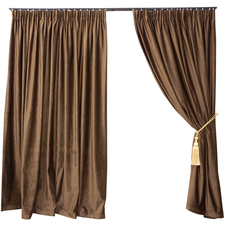 Set 2 draperii Hiko Comfy, catifea Maro 100Lx245H cm, Blackout 85%, elegante pentru living, dormitor, hotel, izolare termica si fonica, decor modern, montaj usor, design si rejansa premium creion de 6.5cm