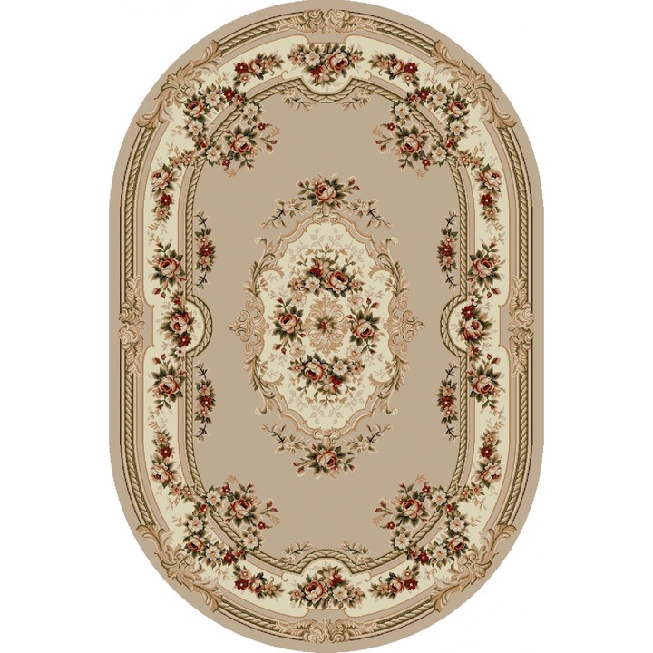 Килим, Home Vista, Lotos 575, Овал, Бежов, 60x110 см