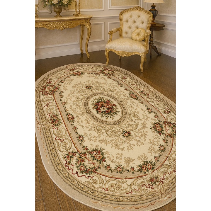 Covor Clasic, Home Vista, Lotos 568, Oval, Crem / Bej, 150x230 cm