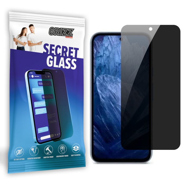 Folie de protectie privatizanta, Grizz Glass, SecretGlass pentru Google Pixel 8a, rezistenta la zgarieturi, montaj usor