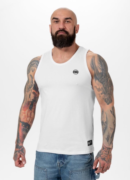 Мъжки спортен потник, PITBULL Slim Fit, бял, Бял, XL