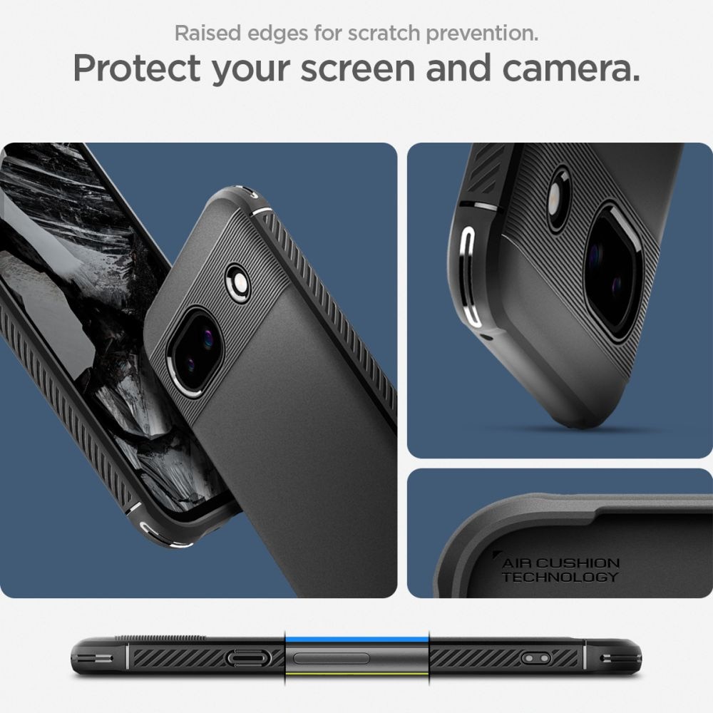 Husa telefon pentru Google Pixel 8a, Spigen Rugged Armor, TPU/Carbon, Negru
