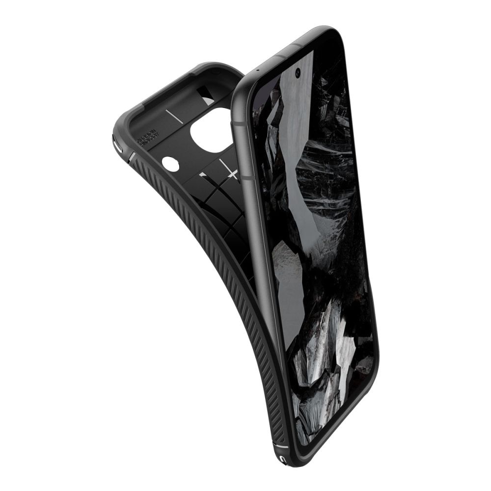 Husa telefon pentru Google Pixel 8a, Spigen Rugged Armor, TPU/Carbon, Negru