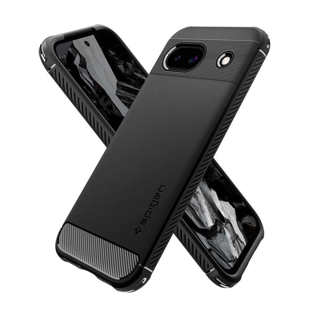 Husa telefon pentru Google Pixel 8a, Spigen Rugged Armor, TPU/Carbon, Negru