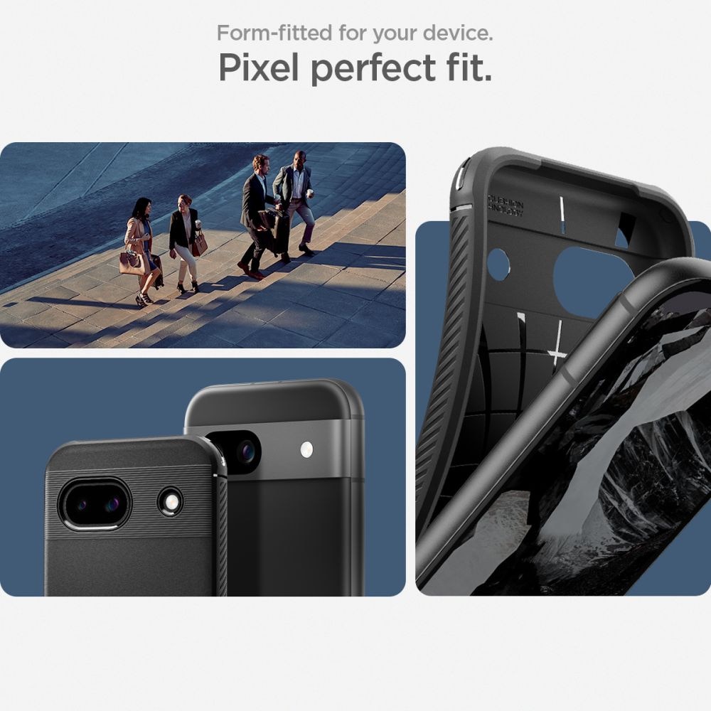 Husa telefon pentru Google Pixel 8a, Spigen Rugged Armor, TPU/Carbon, Negru