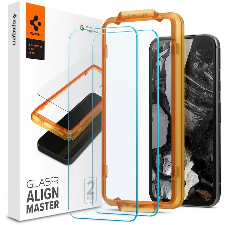 Folie pentru Google Pixel 8a (set 2) - Spigen Glas.TR Align Master - Clear