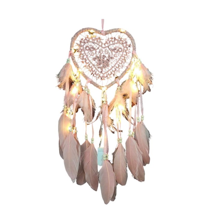 Dreamcatcher, QttvbTna, pene, roz, 60cm