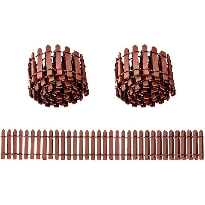Комплект от 3 миниатюрни огради за градината, QttvbTna, дърво, 90 x 5 см, кафяво