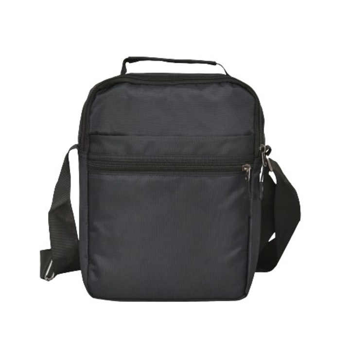 Férfi táska 1904-1, 21/28/9 cm, Textil, Fekete