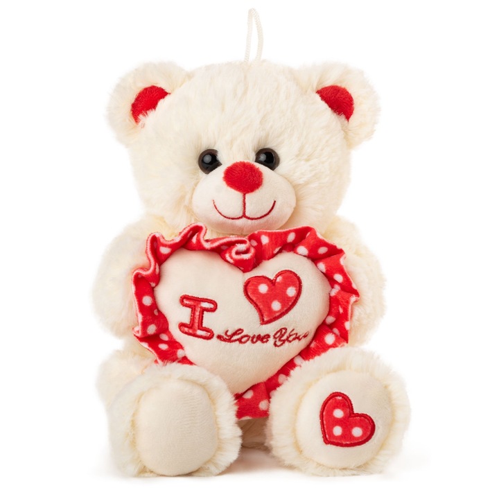 Jucarie de plus, Amek, 20 cm, Alb/Rosu