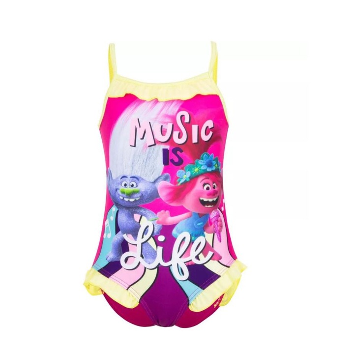 Costum de baie intreg Trolls Music 23699, Fucsia