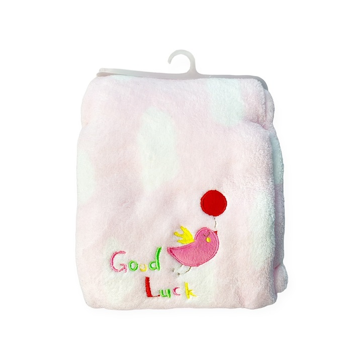 Бебешко одеяло Carter's 7113-00-B F, Размер 100x80cm, С бродерия на птица, Супер меко и пухкаво, Розов