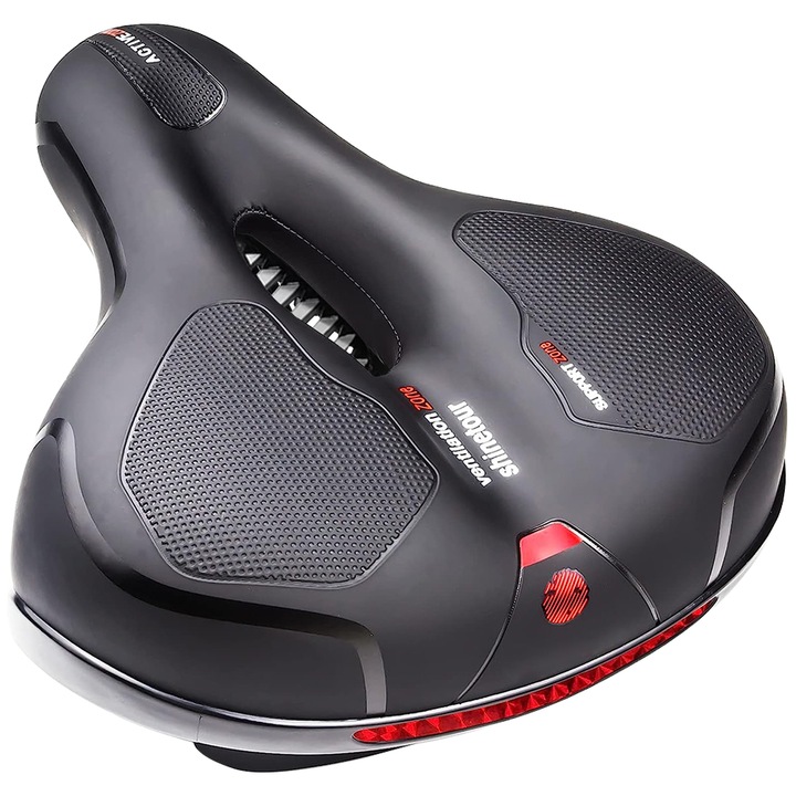 Scaun bicicleta, Minetgnon®, Cu fante de ventilatie si bile care absorb socuri, Anti-alunecare, Confortabila, Rezistenta la socuri, 0.65kg, Silicon, Negru