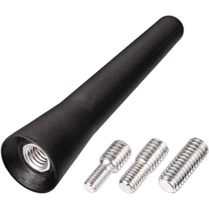 Tija pentru antena auto, Minetgnon®, Pentru toate tipurile de masini, Vine cu 3 suruburi M4/M6, M5/M6, M6, TPEE, 6.5cm, Negru