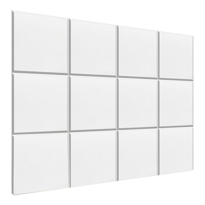 Placi fonoabsorbante, Yhemday®, poliester, 30 x 30 cm, pentru fundaluri, studiouri si locuinte, 12 bucati, alb