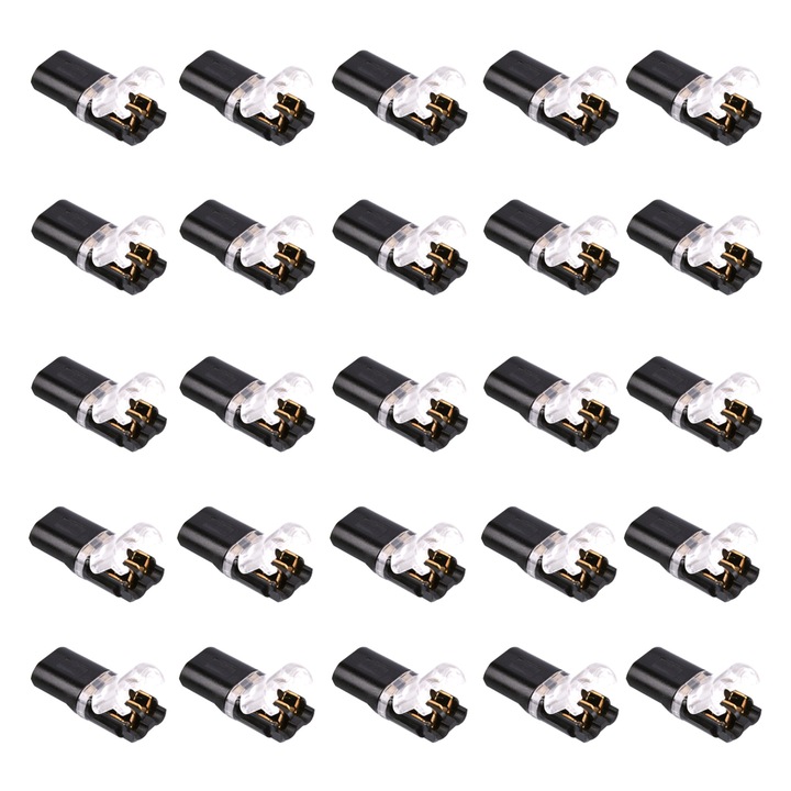30 részes készlet gyorscsatlakozók elektromos vezetékekhez, NUODWELL, Innovatív kialakítás rögzítőelemekkel történő csatlakoztatáshoz, nincs szükség vezetékek vágására, Újrafelhasználható, Járműhöz, audiohoz és lámpákhoz, 21x11mm, Fekete