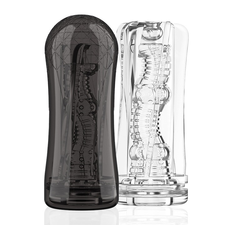 Manuális maszturbátor szívás funkcióval és valósághű textúrával, átlátszó, 2cm