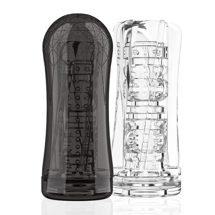 Manuális maszturbátor szívás funkcióval, valósághű textúra, átlátszó, átmérője 3 cm