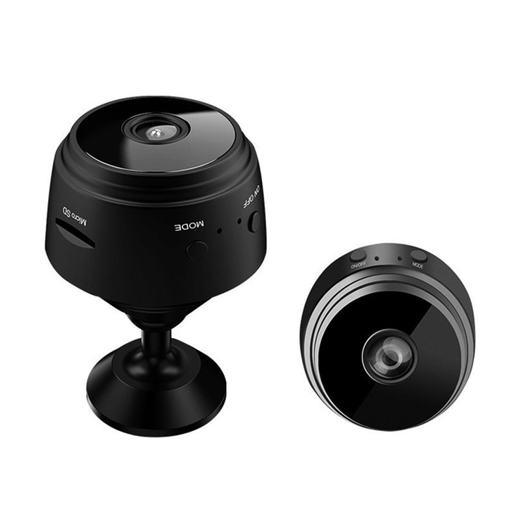 JESWO mini biztonsági kamera, Wi-Fi, éjjellátó, 24x44 mm, fekete