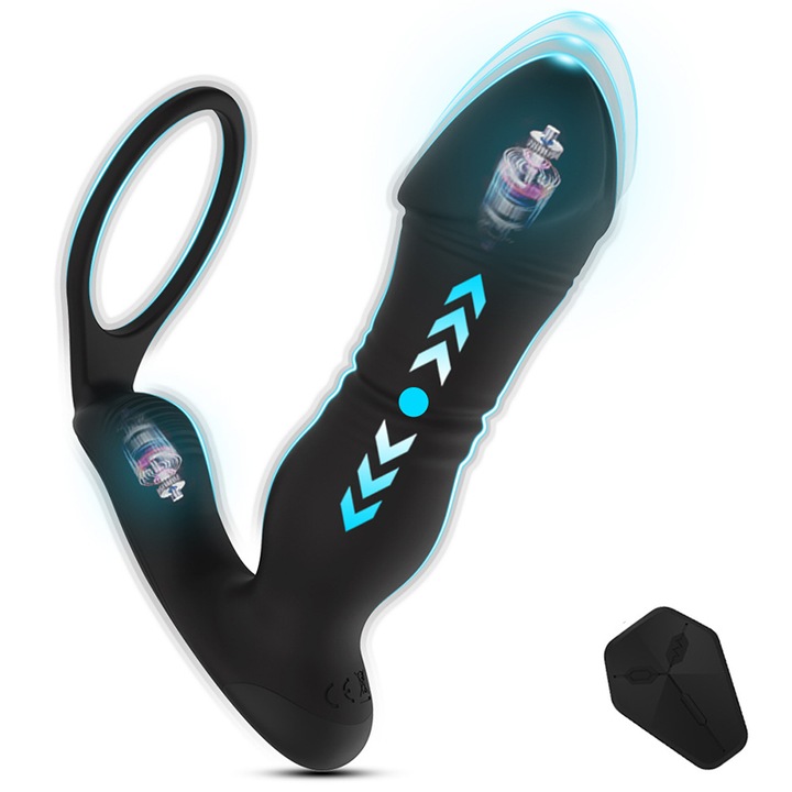 Vibrator anal, 8 moduri, negru, 14.5x3.7cm, rezistent la apa