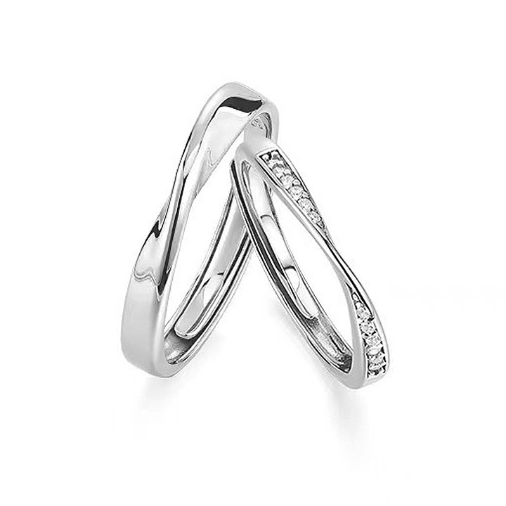 2 páros gyűrű készlet, YISYNIM, ezüst, ezüst