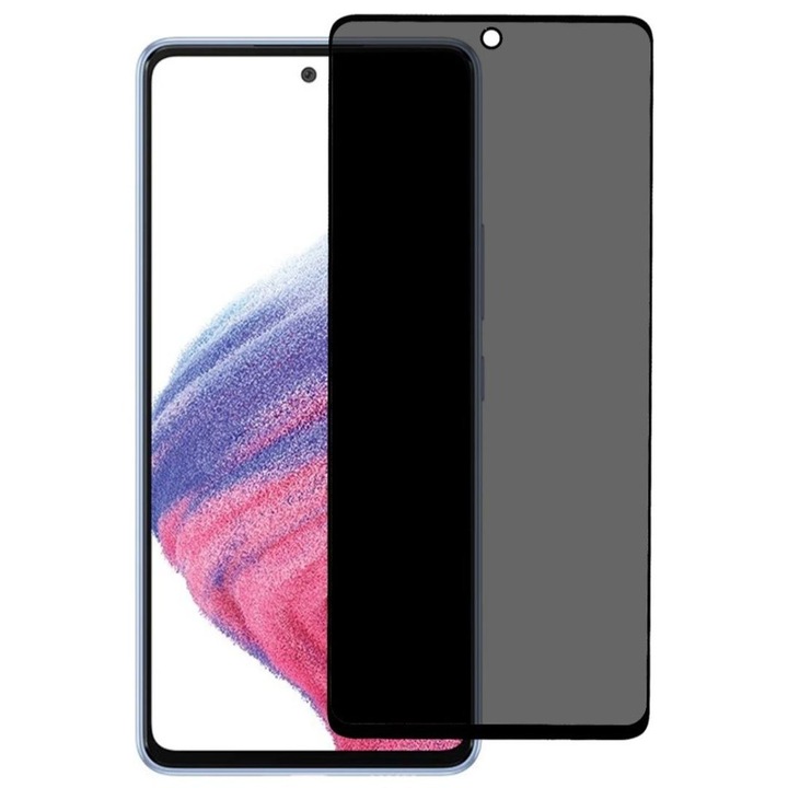 Protector de ecran bGreen 5D Full Privacy Glass cu adeziv complet, pentru Samsung A546B Galaxy A54 5G, transparent, negru