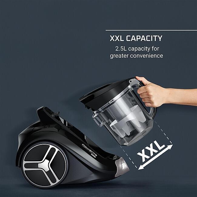 Aspirator fara sac Rowenta Compact Power XXL RO4B25EA, 750W, recipient pentru praf 2.5 L, 3 niveluri de filtrare, negru