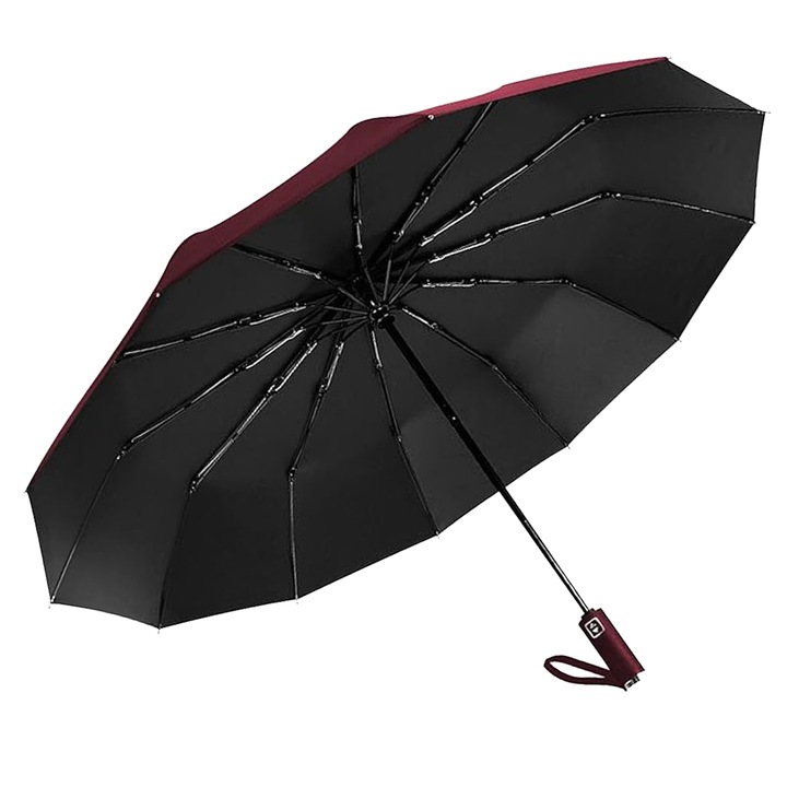 Umbrela pliabila femei/barbati, Ronyes®, 116cm, Portabil, Rezistenta vant, Rosu