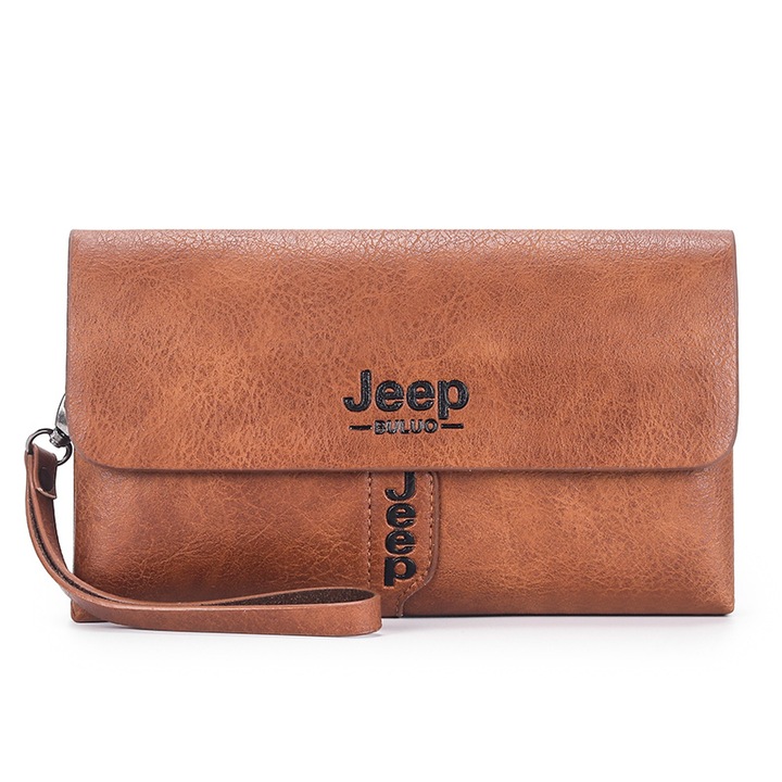 Мъжка чанта Jeep Buluo, екологична кожа, кафява, 26x2,5x16см