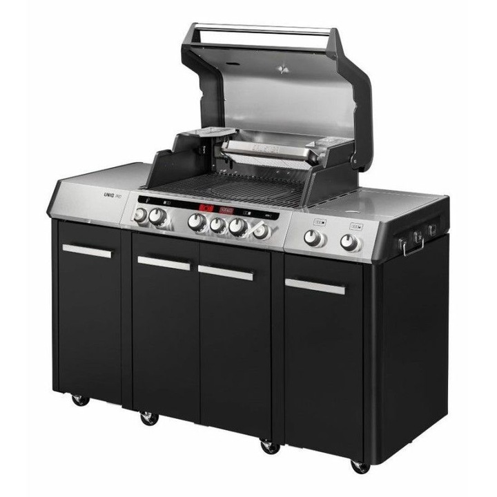 Gáztűzhely, 3 rozsdamentes égő, állítható infra égő, öntöttvas rácsok, Enders Uniq Pro 3 IK Kitchen Turbo 860833