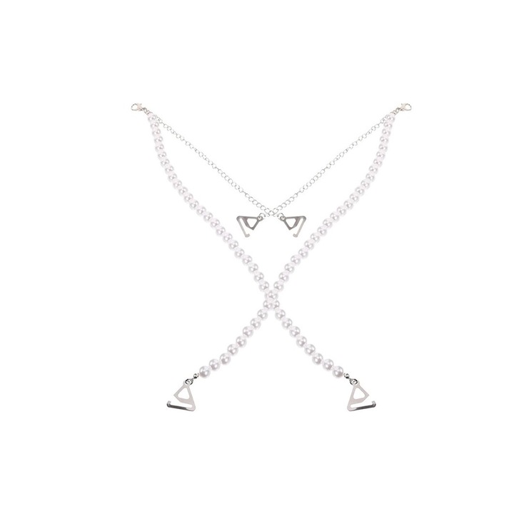 Bretele reglabile sutien, rochie cu un rand de perle albe de 8mm