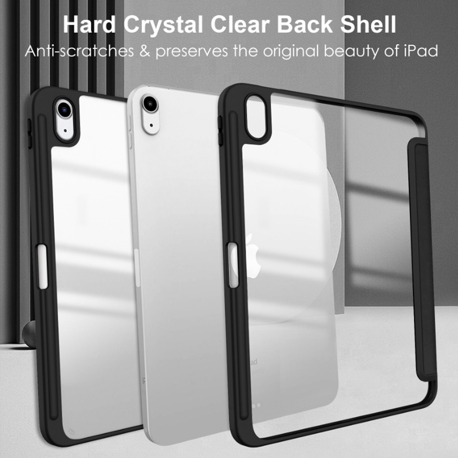 Husa tableta, SINBINTA, Compatibil cu Apple iPad Air 4/5/pro11, 10.9'', Suport pentru pix, Atasament magnetic, Antisoc, Usor de instalat, Portabil, Design ergonomic, TPU/Acril/Piele ecologica, Negru