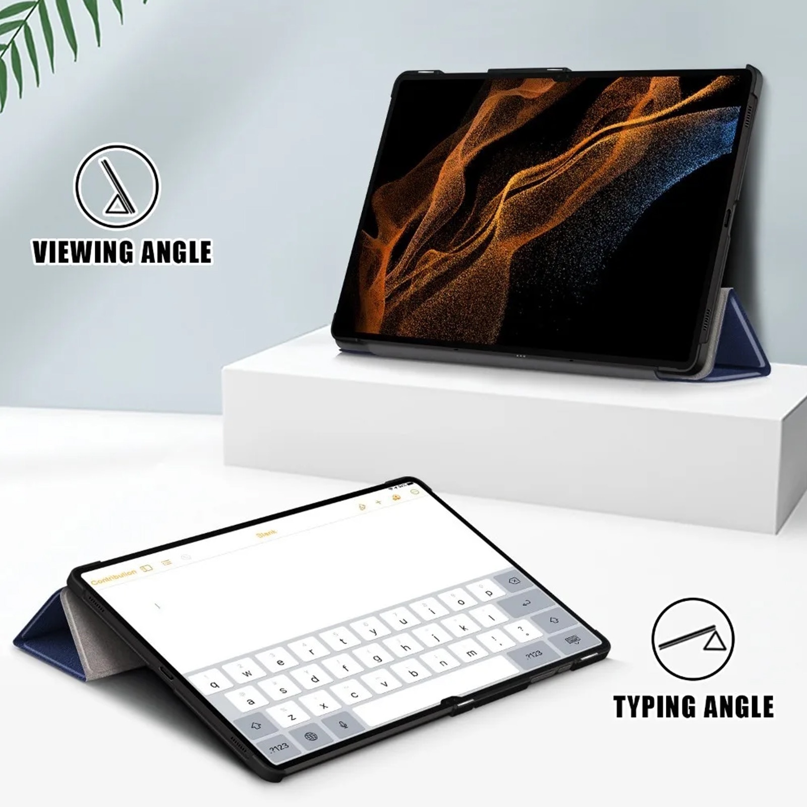 Husa tableta, SINBINTA, Compatibil cu Samsung Galaxy Tab A9 Plus/A9+ 2023, 11'', Functie sleep/wake-up, Antisoc, Rezistent la uzura, Usor de instalat, Portabil, Design ergonomic, TPU/Piele ecologica, Albastru inchis