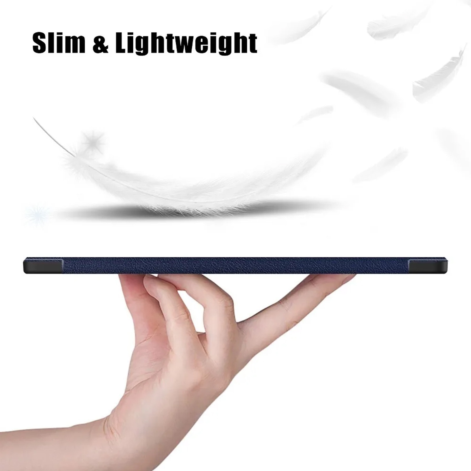 Husa tableta, SINBINTA, Compatibil cu Samsung Galaxy Tab A9 Plus/A9+ 2023, 11'', Functie sleep/wake-up, Antisoc, Rezistent la uzura, Usor de instalat, Portabil, Design ergonomic, TPU/Piele ecologica, Albastru inchis