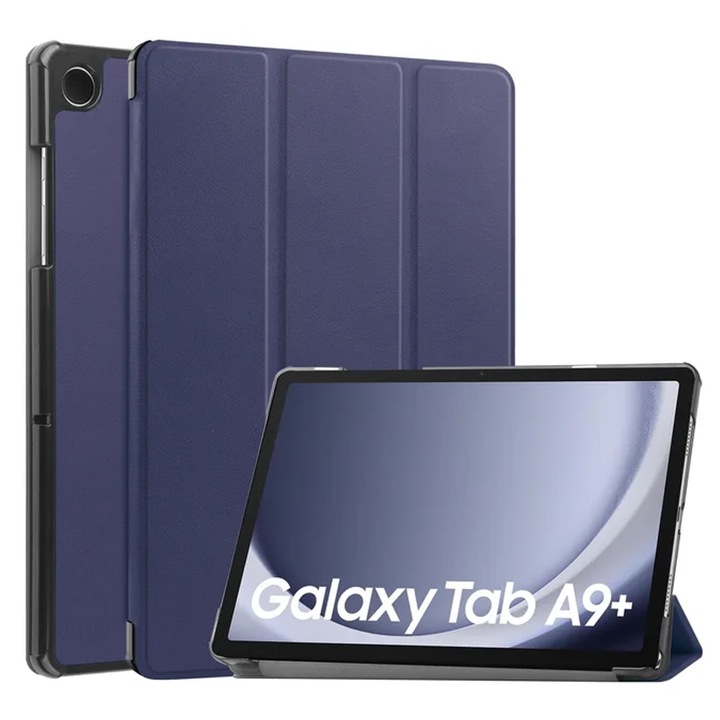 Калъф за таблет, SINBINTA, Съвместим със Samsung Galaxy Tab A9 Plus/A9+ 2023, 11'', Функция Sleep/wake-up, Противоударен, Износоустойчив, Лесен за инсталиране, Преносим, Ергономичен дизайн, TPU/Екологична кожа, Тъмен син